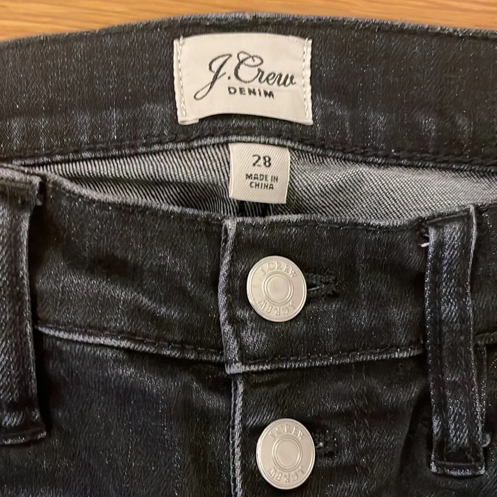 J. Crew Black Ankle Frayed Hem Button-Fly Jeans Billie Kick Jeans